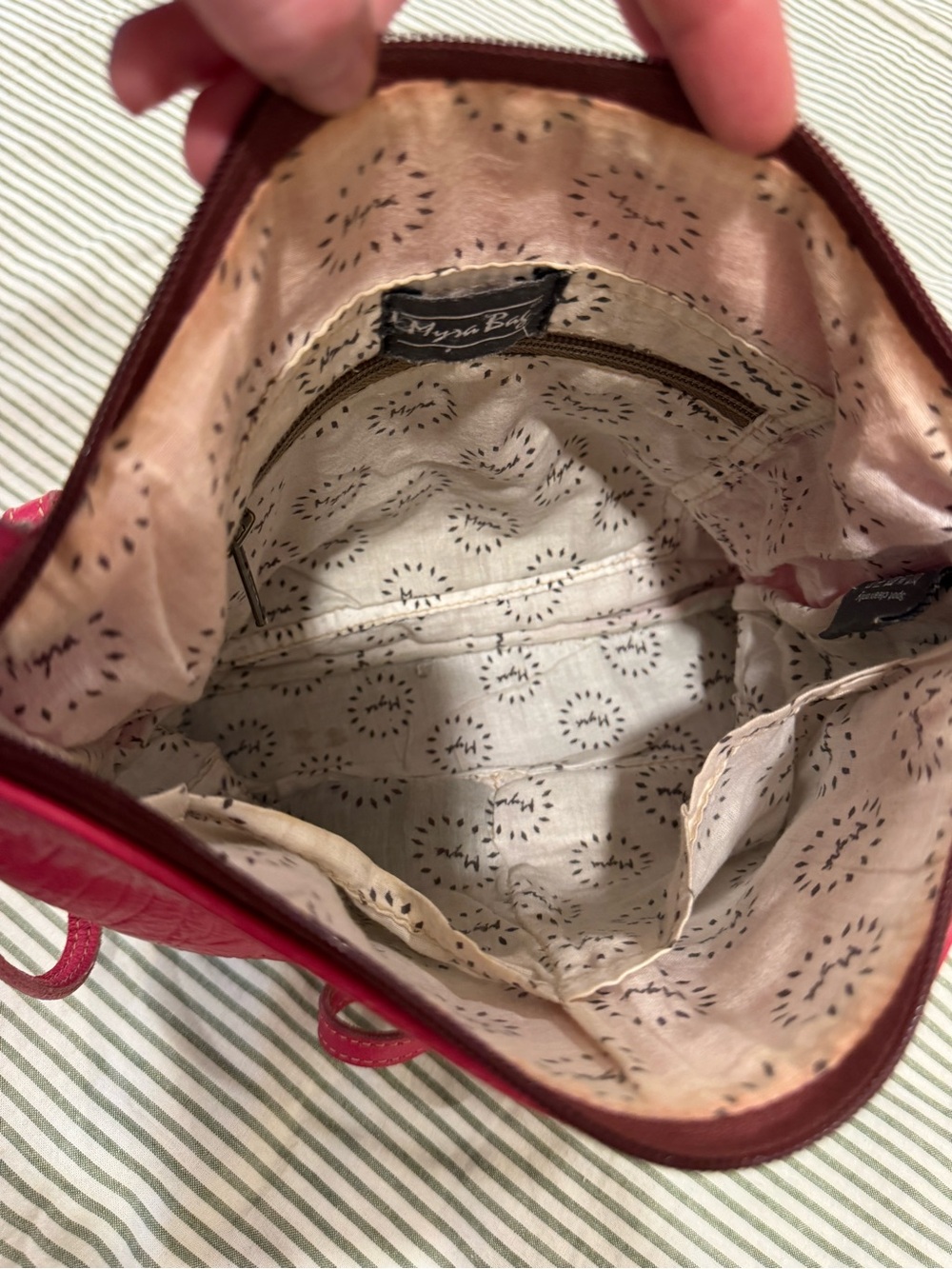 Myra Bag Pink Tooled Leather Cowhide Crossbody Rainbow Speckled - Picture 6 of 8